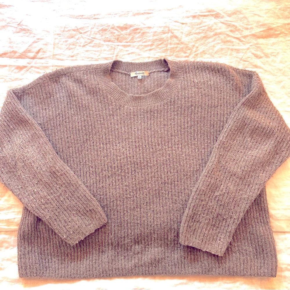 Cozy Gray Sweater - Madewell Alpaca Lightweight Gray Pullover Crewneck Sweater
